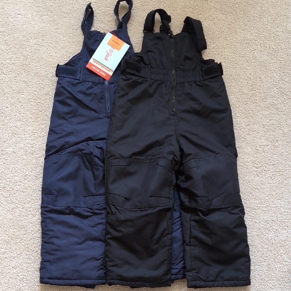 Kids Black and Navy Snow Bibs 3t, One Nwt